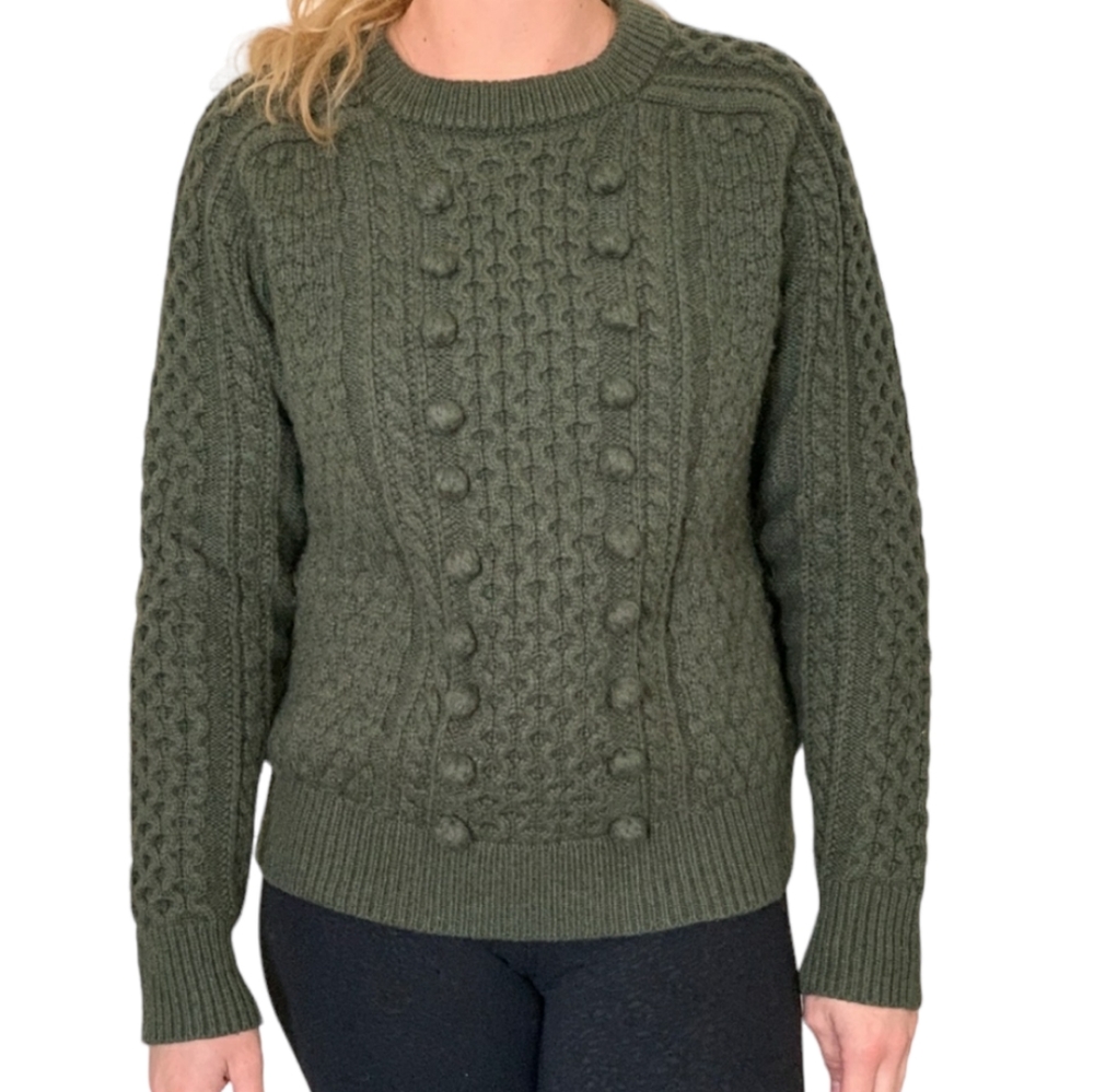 J Crew Cable Knit Pullover Crew Neck Long Sleeve Sweater Size S